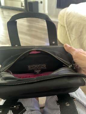 Vintage Un Après-Midi de Chien Paris Black Nylon Shoulder Bag with Pink Lining